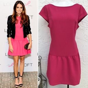 Ann Taylor LOFT Hot Pink Peplum Dress